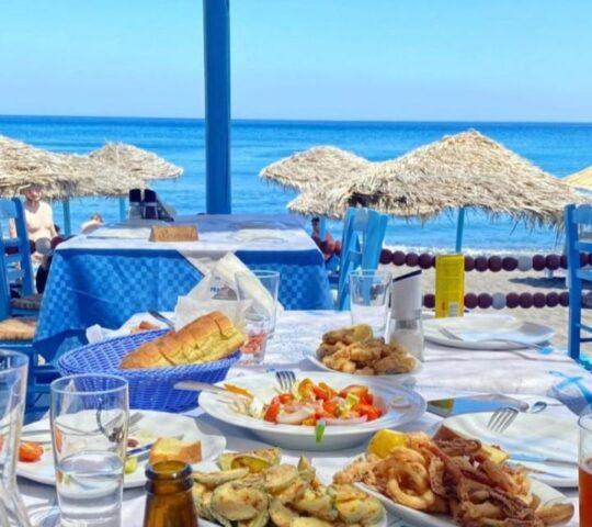 Fratzeskos Fish Tavern Santorini — Fresh Seafood by the Black Sand Beach in Perissa Fratzeskos Fish Tavern Santorini — Fresh Seafood by the Black Sand Beach in Perissa